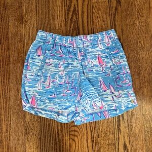 Lilly Pulitzer LILO 100% Linen Shorts Zanzibar Blue Boatylicious Size XS
